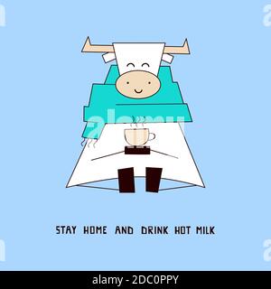 Joyeuses fêtes du nouvel an. Carte de vœux pour 2021. Carte postale, invitation, affiche, prospectus, bannière avec boeuf blanc, taureau, vache. Quarantaine du coronavirus COVID-19 Illustration de Vecteur