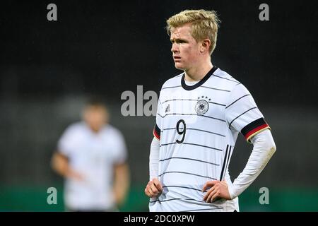 Brunswick, Allemagne. 17 novembre 2020. Football, U-21 hommes: Qualification au Championnat d'Europe, Allemagne - pays de Galles, 1er tour, Groupe 9, 8e jour de match au stade Eintracht. Jonathan Burkardt en Allemagne est sur le terrain. Credit: Swen Pförtner/dpa/Alay Live News Banque D'Images