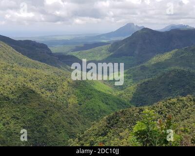 Vue sur les sept cascades de tamarin sur l'île Maurice Banque D'Images