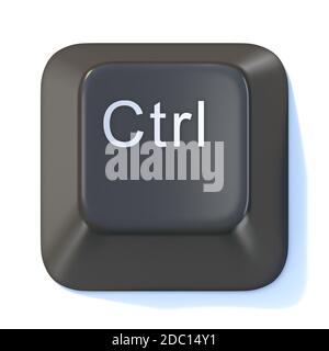 Clavier d'ordinateur noir touche CTRL image de rendu 3D isolée sur arrière-plan blanc Banque D'Images