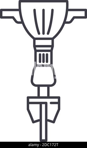 Icône de brise-béton, illustration isolée linéaire, vecteur ligne mince, panneau de conception de bande, symbole de concept de contour avec trait modifiable sur blanc Illustration de Vecteur