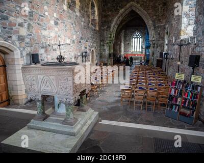 L'abbaye d'Iona sur l'île d'Iona en Écosse. Pensé pour être l'endroit où le célèbre Livre de Kells a été créé. Banque D'Images