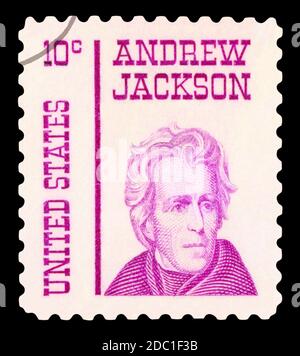 États-Unis - VERS 1930 : un timbre imprimé aux États-Unis montre le président du Portrait Andrew Jackson, vers 1930. Banque D'Images