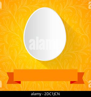 Carte de Pâques - œuf blanc coupé en papier sur fond clair. Illustration vectorielle abstraite. Illustration de Vecteur