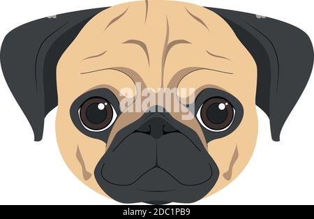 Chien PUG isolé sur une illustration vectorielle d'arrière-plan blanche Illustration de Vecteur