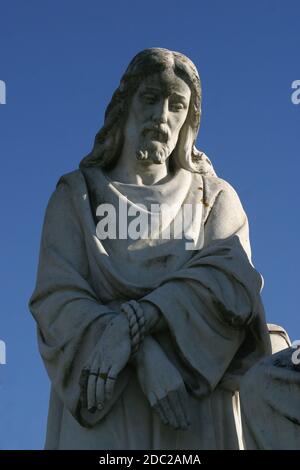 1ère station de la croix, Jésus est condamné à mort, Sanctuaire de pèlerinage, Assomption de la Vierge Marie à Marija Bistrica, Croatie Banque D'Images