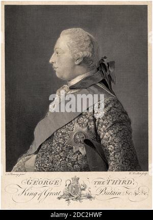 Roi George III de Grande-Bretagne (1738-1820), plus tard roi George III du Royaume-Uni, portrait de profil gravé par William Woolllett après Allan Ramsay, 1763-1764 Banque D'Images