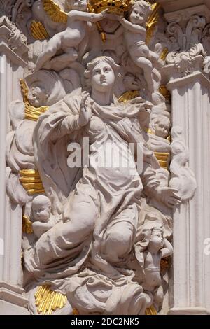 Vierge Marie, Chambre de Falcon, le plus beau bâtiment de style Rococo dans le Wurzburg, Allemagne Banque D'Images
