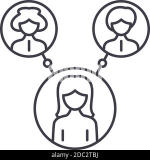 Icône de concept de connexion, illustration isolée linéaire, vecteur de ligne mince, signe de conception Web, symbole de concept de contour avec contour modifiable sur blanc Illustration de Vecteur