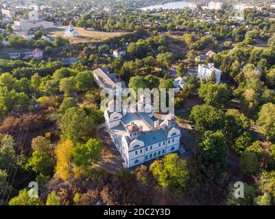 Photo aérienne de la réserve historique et culturelle de Korsun-Shevchenkivsky. Palais de Lopukhins-Demidovs, Ukraine, oblast de Kiev Banque D'Images