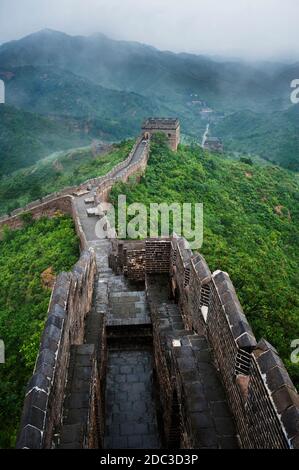 Grande muraille de Chine dans le comté de Jinshanling Luanping, Chengde, province de Hebei, Chine. Banque D'Images