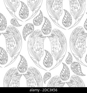 motif noir et blanc sans couture pour les livres de coloriage pour adultes Illustration de Vecteur