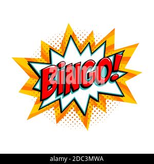 Bingo - lottery yellow vector banner. Lottery game background in Comic pop-art style. Cartoon vector illustration. Illustration de Vecteur