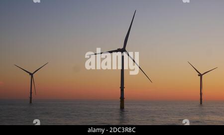 Éolienne offshore dans le parc éolien offshore de Geman en mer du Nord Banque D'Images