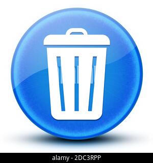 Illustration abstraite du bouton rond bleu brillant de la corbeille Banque D'Images