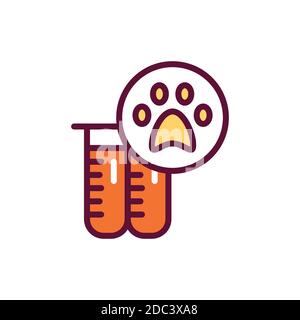 Icône de ligne de couleur de test de sang animal. Concept médical et scientifique. Elément vectoriel isolé. Pictogramme de contour pour la page Web, l'application mobile, la promotion. Illustration de Vecteur