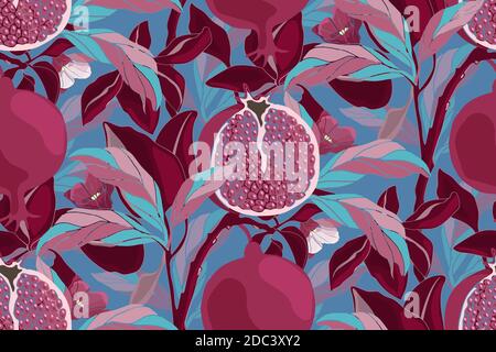 Motif Art floral vectoriel sans coutures. Arbre Garnet. Illustration de Vecteur