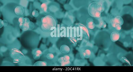 Bulles de savon dans l'air. Dégradé rouge à vert. Rendu 3D Banque D'Images