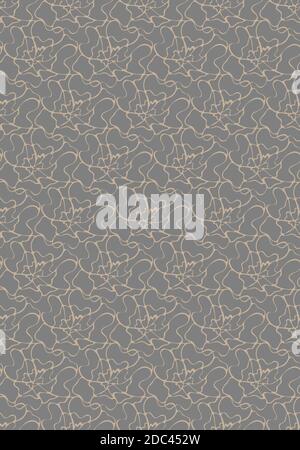 Motif fleuri géométrique sans couture. Fleurs graphiques beige dessinées à la main. L'arrière-plan gris est facile à changer Illustration de Vecteur