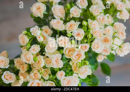 Bouquet de fleurs colorées - roses jaunes - gros plan vue de dessus Banque D'Images