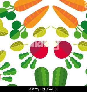 motif légumes vectoriels sans couture, coupe plate, motif carotte, concombre sur blanc Illustration de Vecteur