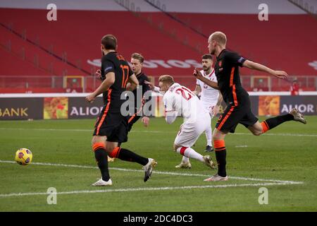 CHORZOW, POLOGNE - NOVEMBRE 18 : but Kamil Jozwiak de Pologne lors du match de la Ligue des Nations de l'UEFA entre la Pologne et les pays-Bas au stade Silésien du 18 novembre 2020 à Chorzow, pays-Bas (photo de Marcel ter Bals/Orange Pictures) Banque D'Images