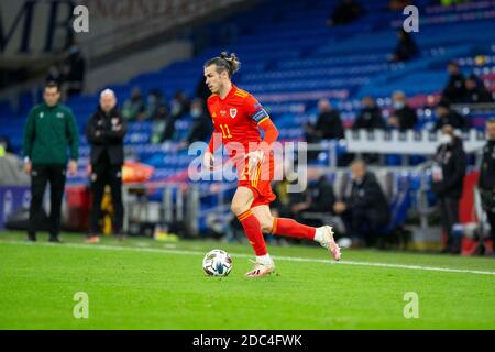 Cardiff, pays de Galles, Royaume-Uni. 18 novembre 2020. Gareth Bale du pays de Galles lors du match de l'UEFA Nations League entre le pays de Galles et la Finlande au Cardiff City Stadium. Crédit : Mark Hawkins/Alay Live News Banque D'Images