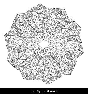 Mandala pour la page de livre de coloriage. Décoration ronde abstraite décorative. Art antistress pour adultes. Elément de conception vectoriel. Naturel, armure, floral, geometrir Illustration de Vecteur