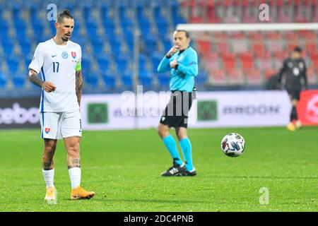 Pilsen, République tchèque. 18 novembre 2020. Marek Hamsik, de Slovaquie, en action lors du match du Groupe B2 de la Ligue des Nations de l'UEFA, République tchèque contre Slovaquie, le 18 novembre 2020, à Pilsen, République tchèque. Crédit: Miroslav Chaloupka/CTK photo/Alamy Live News Banque D'Images