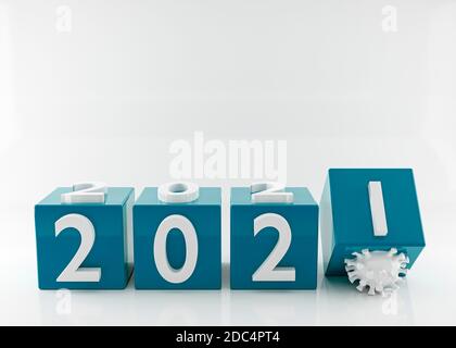 Bonne année 2021. Fin de 2020 concept de coronavirus. rendu 3d. illustration 3d Banque D'Images