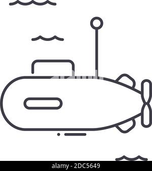 Icône de concept sous-marin, illustration isolée linéaire, vecteur de ligne mince, signe de conception Web, symbole de concept de contour avec contour modifiable sur blanc Illustration de Vecteur