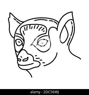 Icône lémuriens. Vecteur de jeu d'icônes dessinées à la main pour animaux tropicaux. Illustration de Vecteur