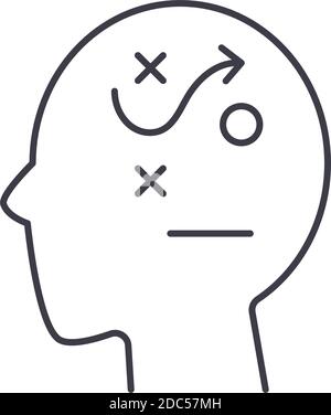 Icône de réflexion stratégique, illustration linéaire isolée, vecteur ligne mince, signe de conception Web, symbole de concept de contour avec contour modifiable sur blanc Illustration de Vecteur