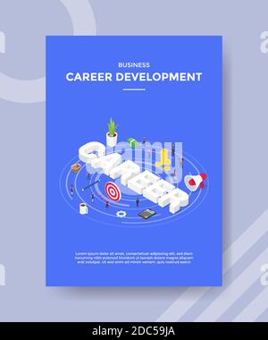 les gens de développement de carrière d'affaires se tenant autour de flèche cible l'argent de conseil Texte de CARRIÈRE de mégaphone pour le modèle de bannière et de prospectus pour impression Illustration de Vecteur