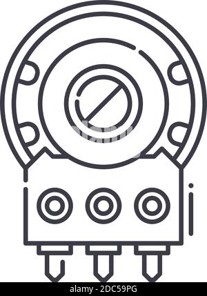 Icône de résistance variable, illustration isolée linéaire, vecteur de ligne mince, signe de conception de Web, symbole de concept de contour avec trait modifiable sur blanc Illustration de Vecteur