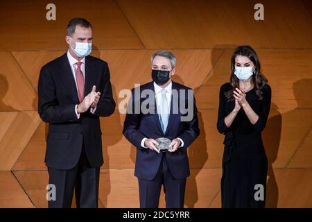 Madrid, Espagne. 19 novembre 2020. Les rois d'Espagne Felipe VI et Letizia Ortiz lors de l'édition 37 du Prix du journaliste 'Francisco Cerecedo' à Madrid le mercredi 18 novembre 2020 crédit: CORDEL PRESS/Alay Live News Banque D'Images