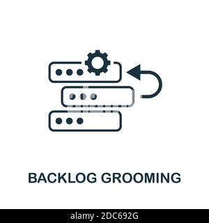 Icône de la fonction de Grooming de backlog. Elément simple de la collection de méthodes agiles. Icône de rendu des tâches en retard remplie pour les modèles, les infographies et plus encore Illustration de Vecteur