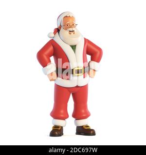 Le Père Noël agite la main isolée sur fond blanc rendu 3d Banque D'Images