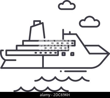 Icône Croisières, illustration isolée linéaire, vecteur ligne mince, signe de conception Web, symbole de concept de contour avec contour modifiable sur fond blanc. Illustration de Vecteur