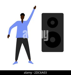 Homme dansant. Ambiance musicale. Illustration de dessin animé vectoriel. Illustration de Vecteur