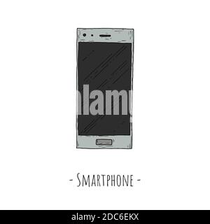 Smartphone. Illustration de dessin animé vectoriel. Objet isolé sur blanc. Illustration de Vecteur