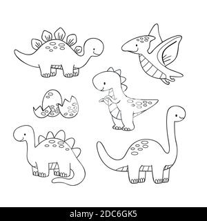 Jolie couleur pour les enfants avec l'illustration des dinosaures vectoriels Illustration de Vecteur