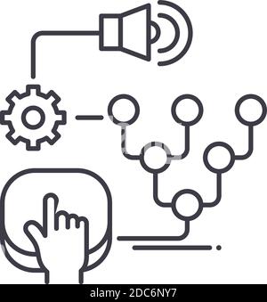 Icône de répartition client, illustration linéaire isolée, vecteur ligne mince, panneau de conception Web, symbole de concept de contour avec contour modifiable sur blanc Illustration de Vecteur