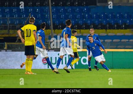 Italie U21 entraîneur Paolo Nicolato, déjà mathématiquement qualifié pour les championnats d'Europe comme avant le groupe et avec beaucoup de chiffre d'affaires, continue à gagner et à convaincre, démolissant la Suède 4-1 à l'Arena Garibaldi à Pise. (Photo de Domenico Cippitelli/Pacific Press) Banque D'Images