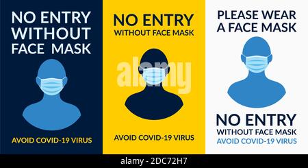 Aucune entrée sans masque ou portez UN masque Illustration du vecteur d'affiches Illustration de Vecteur