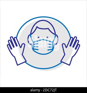 Icône linéaire vecteur simple associée aux instructions d'innocuité pendant une pandémie de coronavirus. Illustration de Vecteur