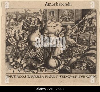 Jan Theodor de Bry, (artiste), Flamand, 1561 - 1623, Pieter Bruegel The Elder, (artiste d'après), Flamand, c. 1525/1530 - 1569, Everyman, gravure Banque D'Images