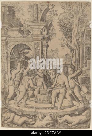 Nicoletto da Modène, (artiste), italien, actif 1500/1512, sort d'une langue mal, c. 1507, gravure, feuille (découpée au repère de la plaque) : 28.9 x 20.5 cm (11 3/8 x 8 1/16 po Banque D'Images