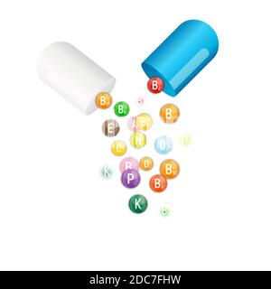 Vitamine et complexe antioxydant. Illustration Banque D'Images