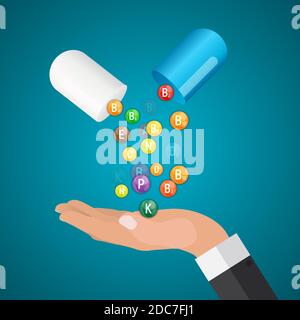 Vitamine et complexe antioxydant. Illustration Banque D'Images